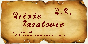 Miloje Kasalović vizit kartica